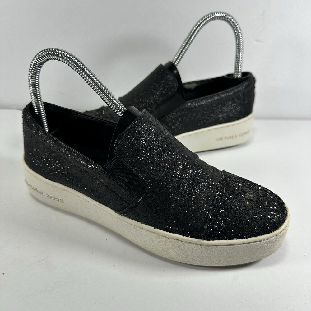 Michael Kors Black Glitter Slip-On Sneakers